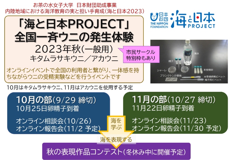 全国一斉ウニの発生体験2023年秋 ｜ 海と日本PROJECT【日本財団】